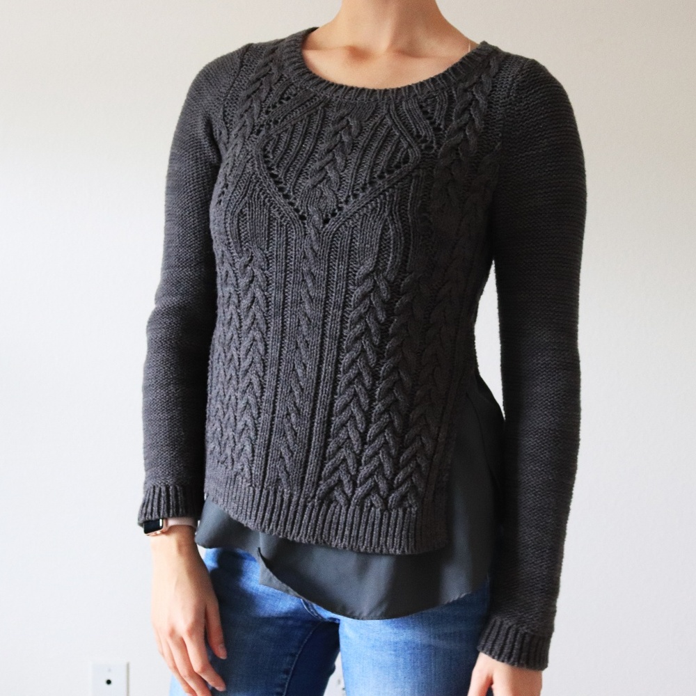 Size S Anthropologie {Moth} Gray Layered Sweater